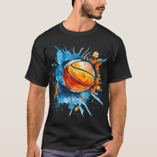 Basketball Artwork Basketball Hoop Colourful Water T-Shirt