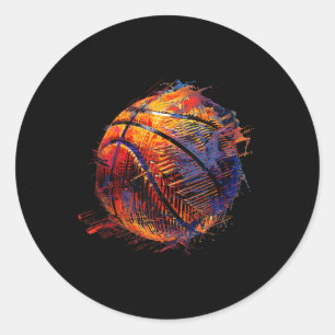 Basketball Artwork Basketball Hoop Drawing Bball P Classic Round Sticker