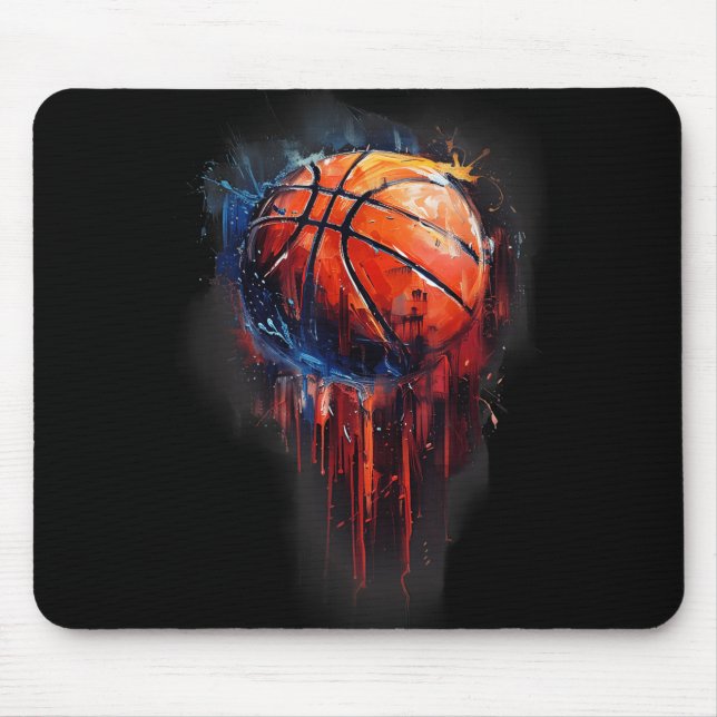 Basketball Artwork Basketball Hoop Watercolor Colo Mouse Pad (Front)