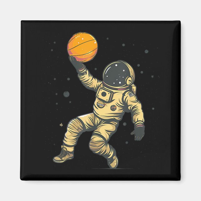 Basketball Artwork Basketball Lover Astronaut Bbal Magnet (Front)
