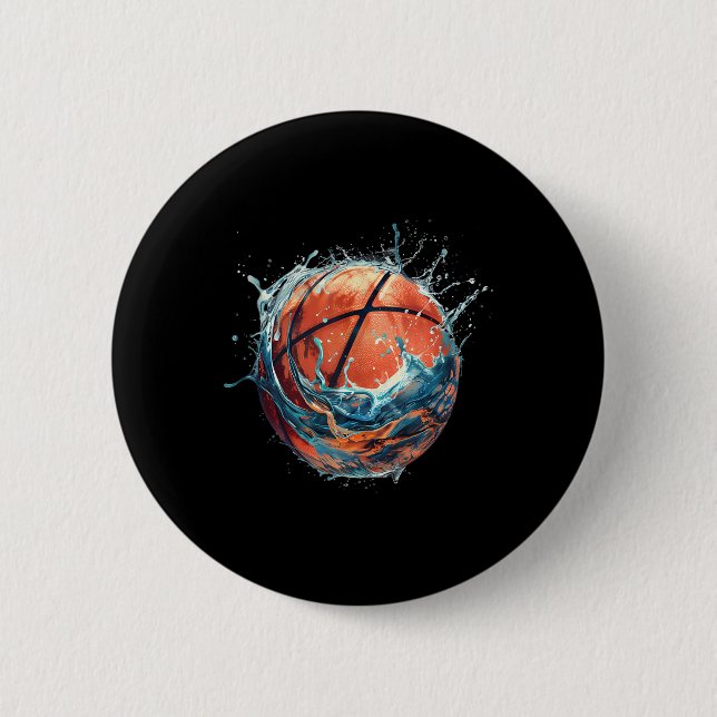 Basketball Artwork Basketball Lover Drawing Waterc 6 Cm Round Badge (Front)