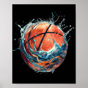 Basketball Artwork Basketball Lover Drawing Waterc Poster