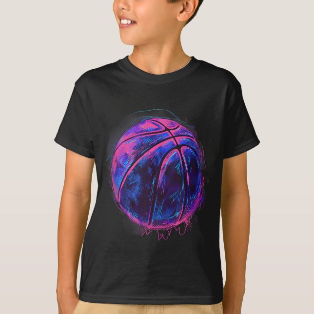 Basketball Artwork Basketball Lover Drawing Waterc T-Shirt (Front)