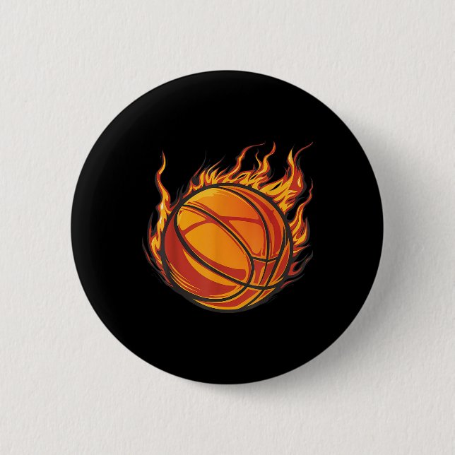 Basketball Artwork Basketball Lover Flaming Hot Dr 6 Cm Round Badge (Front)