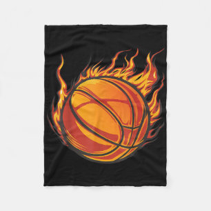Basketball Artwork Basketball Lover Flaming Hot Dr Fleece Blanket