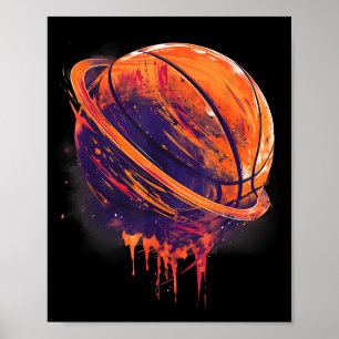 Basketball Artwork Basketball Lover Planet Waterco Poster