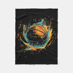 Basketball Artwork Basketball Lover Watercolor Dra Fleece Blanket
