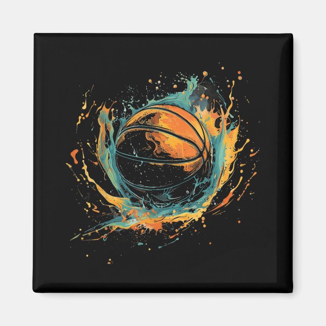 Basketball Artwork Basketball Lover Watercolor Dra Magnet (Front)