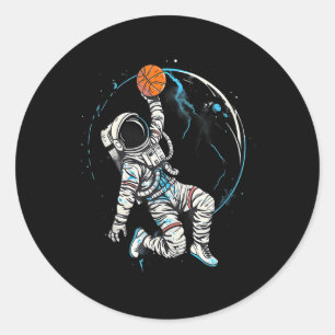 Basketball Artwork Basketball Player Astronaut Dra Classic Round Sticker