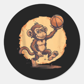 Basketball Artwork Basketball Player Drawing Cute  Classic Round Sticker