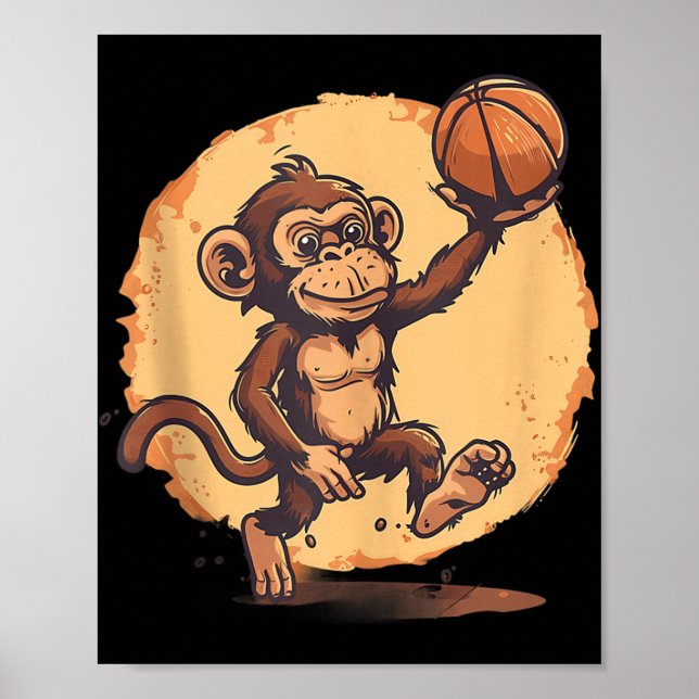 Basketball Artwork Basketball Player Drawing Cute  Poster (Front)