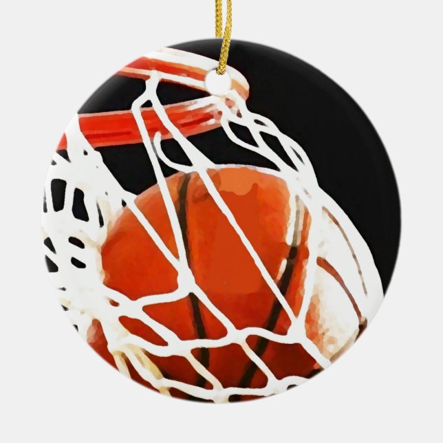 Basketball Artwork Ceramic Tree Decoration (Front)