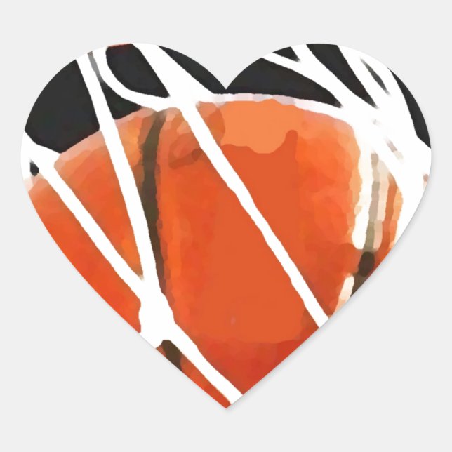 Basketball Artwork Heart Sticker (Front)