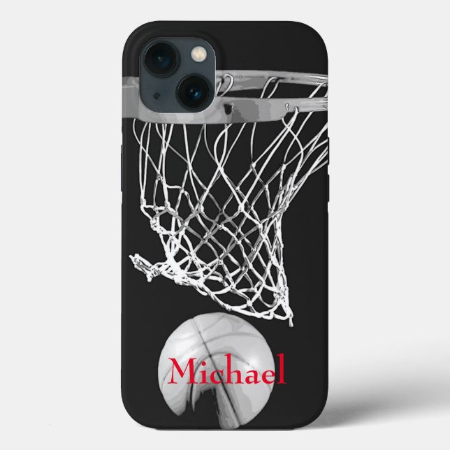 Basketball Artwork Your Name Black White Red Case-Mate iPhone Case (Back)