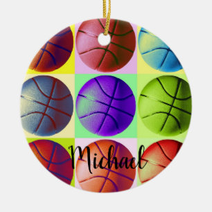Basketball Artwork Your Name Custom Ceramic Ornament