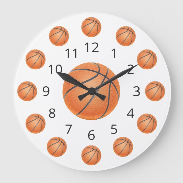 Basketball Atom Clock with Numbers (Front)