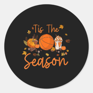 Basketball Autumn Fall Vintage Thanksgiving Men Wo Classic Round Sticker