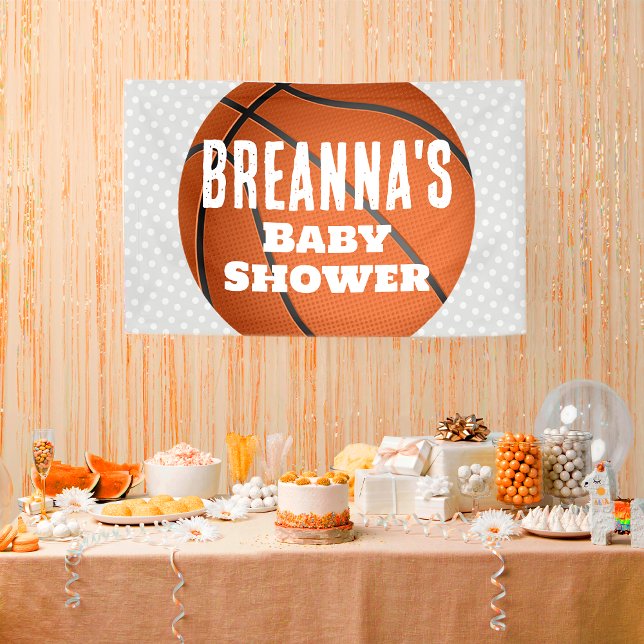 Basketball Baby Party Banner (Basketball Baby Shower Party Banner Backdrop)