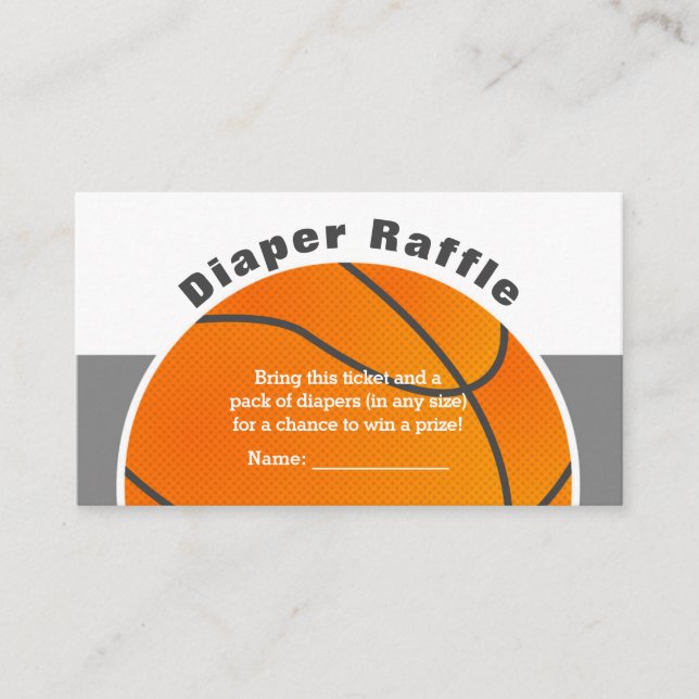 Basketball Baby Shower Diaper Raffle Ticket Enclosure Card (Front)
