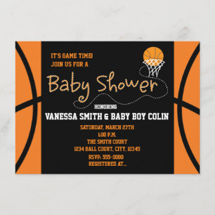 BASKETBALL BABY SHOWER Typography Party Invitation