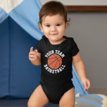 Basketball Baby Team Name, Player Name and Number Baby Bodysuit<br><div class="desc">Make your own personalised basketball baby one-piece jersey for the world's youngest basketball fans to wear to basketball games, tournaments and events. Customise it with the name of your favourite basketball team on the front, and a player name and jersey number on the back. To personalise, just click "personalise this...</div>