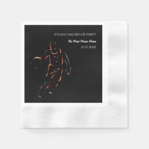 Basketball bachelor / birthday party Orange Black Napkin
