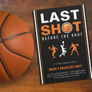 Basketball Bachelor Party Last Shot Orange & Black Invitation