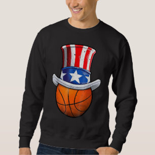 Basketball Ball 4th Of July Uncle Sam American Fla Sweatshirt