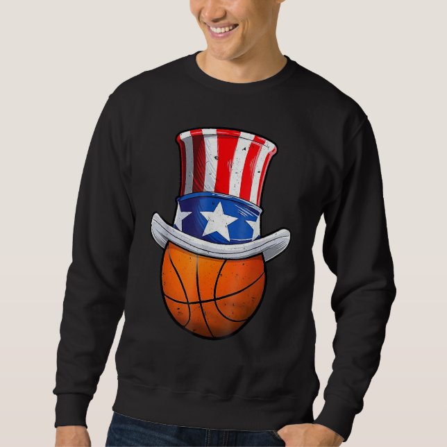 Basketball Ball 4th Of July Uncle Sam American Fla Sweatshirt (Front)
