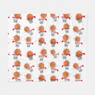 Basketball - Ball and Hoop Pattern Fleece Blanket