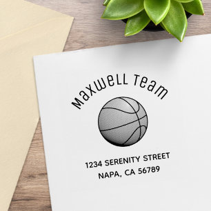 Basketball Ball Arch Family Address Rubber Stamp