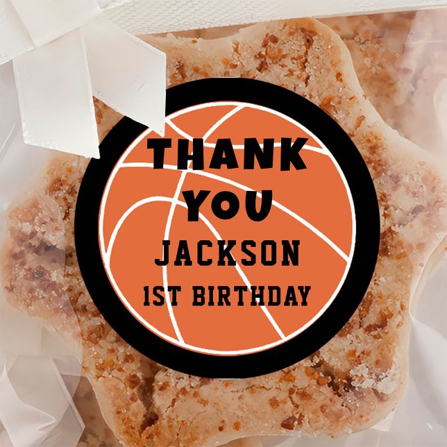 Basketball Ball Birthday Classic Round Sticker  (Creator Uploaded)