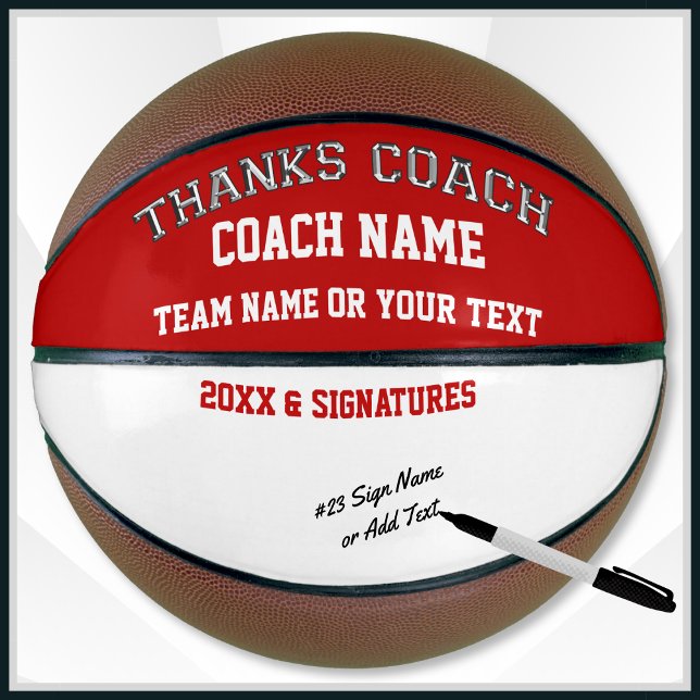 Basketball Ball Blank Area for Player's Signatures (Personalized basketball for coach. Good basketball gifts for coaches. Personalized basketball gifts.)