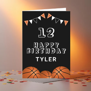 Basketball Ball Bunting Flags Kids Birthday Card