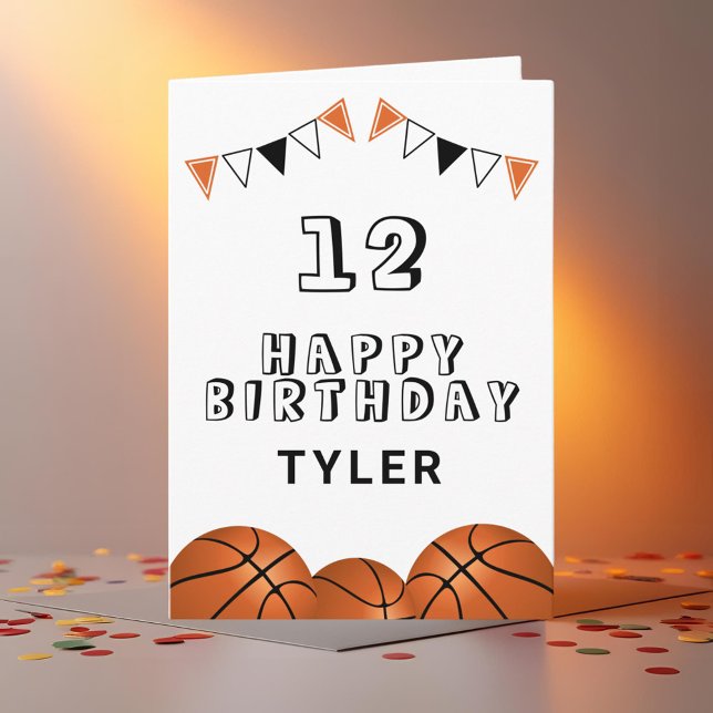 Basketball Ball Bunting Flags Kids Birthday Card (Creator Uploaded)