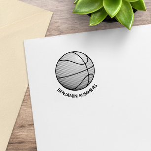 Basketball Ball Custom Name 1x1 Rubber Stamp