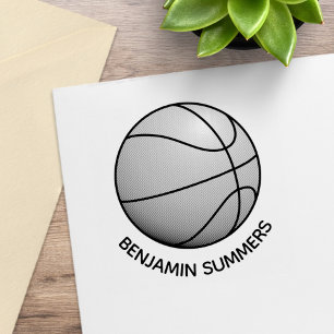 Basketball Ball Custom Name Rubber Stamp