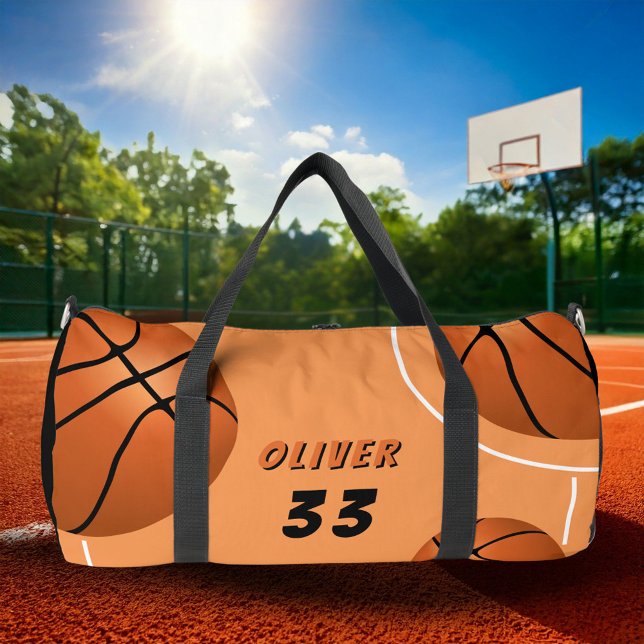 Basketball Ball Fun Sports Player Name Number Duffle Bag (Creator Uploaded)