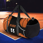 Basketball Ball Fun Sports Player Name Number Duffle Bag<br><div class="desc">Basketball Ball Fun Sports Player Name Number Duffle Bag. The design has basketball balls on a black background. Add your name and player's number.</div>