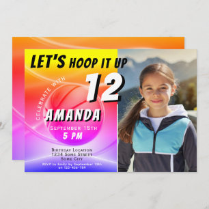 Basketball Ball Hoop it up Sports Photo Birthday Invitation