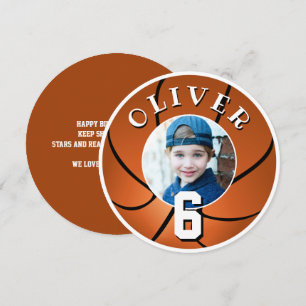 Basketball Ball Kids Birthday Age Photo Card