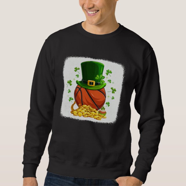 Basketball Ball Leprechaun Hat Shamrock Irish St P Sweatshirt (Front)