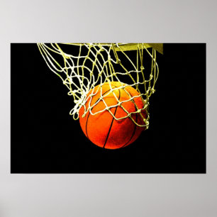 Basketball Ball & Net Print Poster