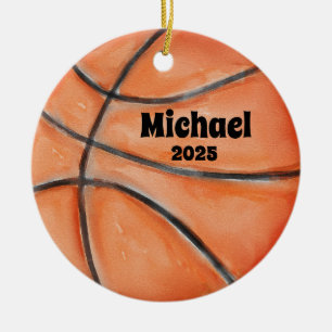 Basketball Ball Ornament, Ornament, Kids Sports Ceramic Ornament
