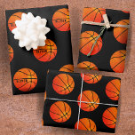 Basketball Ball Pattern Black Kids Name Sports  Wrapping Paper Sheet<br><div class="desc">Basketball Ball Pattern Black Kids Name Sports Wrapping Paper Sheets. Personalise with your name or erase it. Great as a gift wrap for birthday or Christmas.</div>