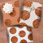 Basketball Ball Pattern Kids Name Birthday Wrappin Wrapping Paper Sheet<br><div class="desc">Basketball Ball Pattern Kids Name Birthday Wrapping Paper Sheets. Personalise with your name or erase the text.</div>