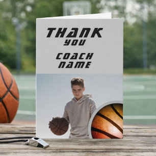 Basketball Ball Photo Coach Thank You Card