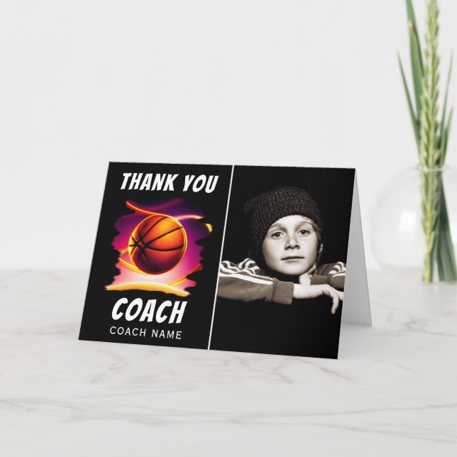 Basketball Ball Photo Thank you Coach Card (Front)