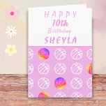 Basketball Ball Pink Sports Pattern Birthday Card<br><div class="desc">Basketball Ball Pink Sports Pattern Birthday Card. Modern basketball birthday card for a girl who loves basketball. Basketball pattern with different colourful basketball balls on pink colour. Personalise with your name and age.</div>