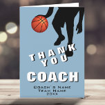 Basketball Ball Player Basketball Coach  Thank You Card<br><div class="desc">Modern Basketball Ball Player Coach Thank You Card. The card has a black basketball player silhouette with a basketball. Great card for thanking sports coaches,  high school team trainer,  mum or dad coach,  etc. Customise any text on the card. Add the coach`s name,  team name and year.</div>
